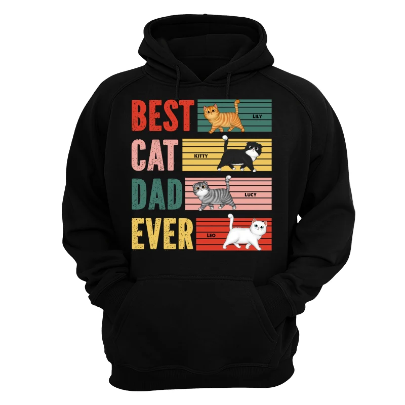Retro Best Cat Dad Ever Walking Fluffy Cats Personalized Shirt - Image 11