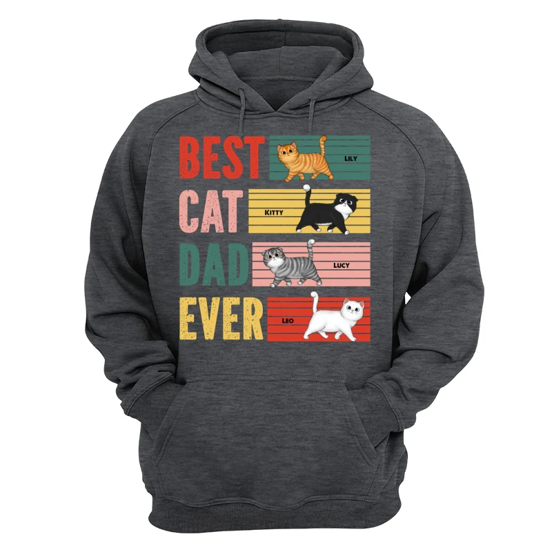 Retro Best Cat Dad Ever Walking Fluffy Cats Personalized Shirt - Image 13
