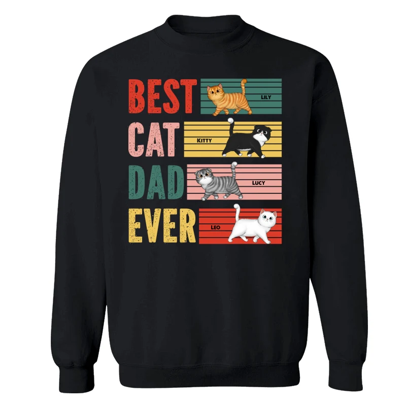 Retro Best Cat Dad Ever Walking Fluffy Cats Personalized Shirt - Image 14