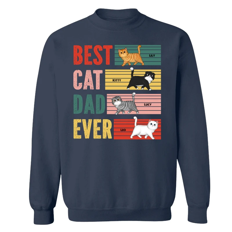 Retro Best Cat Dad Ever Walking Fluffy Cats Personalized Shirt - Image 15