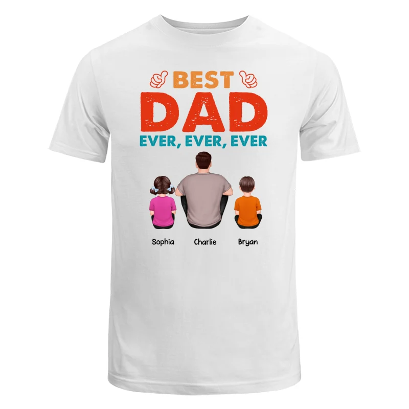 Retro Best Dad Ever Back View Man Sitting With Kids Dogs Cats Father‘s Day Gift Personalized Shirt - Image 5