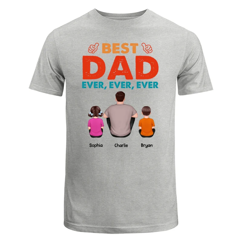 Retro Best Dad Ever Back View Man Sitting With Kids Dogs Cats Father‘s Day Gift Personalized Shirt - Image 6