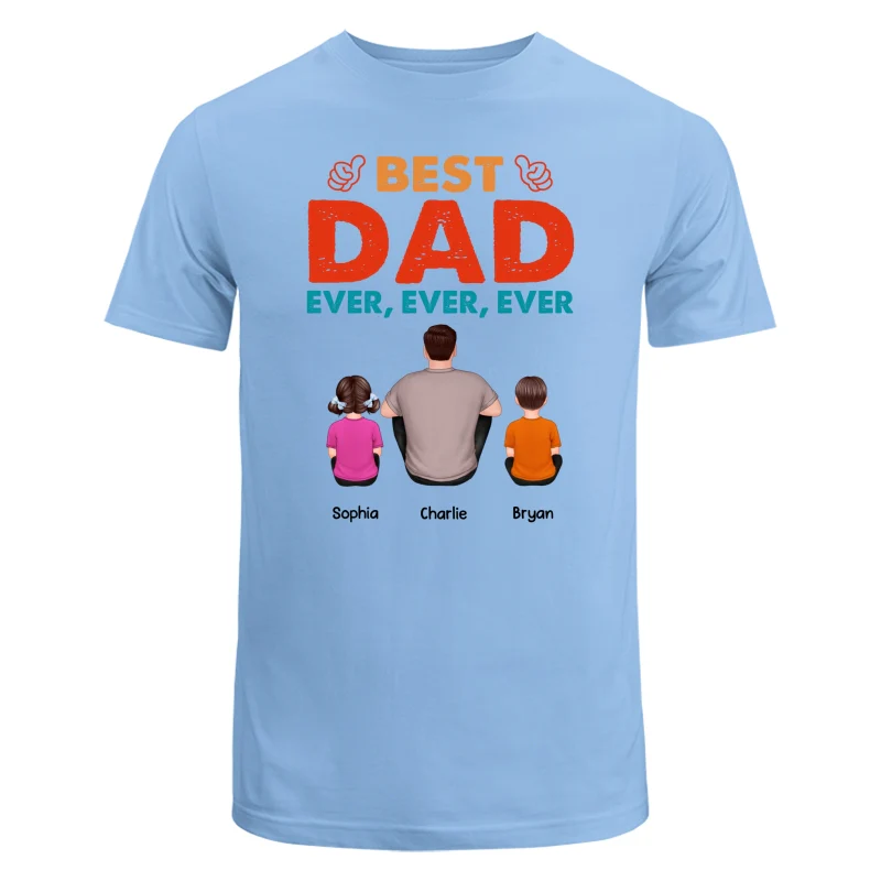 Retro Best Dad Ever Back View Man Sitting With Kids Dogs Cats Father‘s Day Gift Personalized Shirt - Image 8