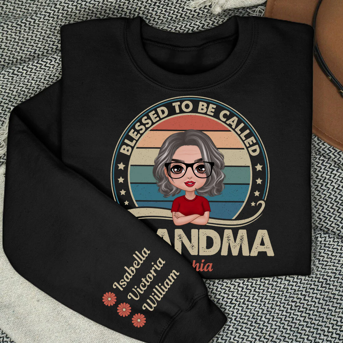 Retro Blessed To Be Called Grandma Personalized Sleeve Printed Sweatshirt - Image 8