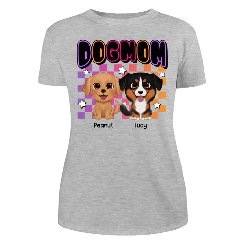 Retro Colorful Dog Mom Cute Sitting Dog Cartoon Personalized Shirt - Image 10