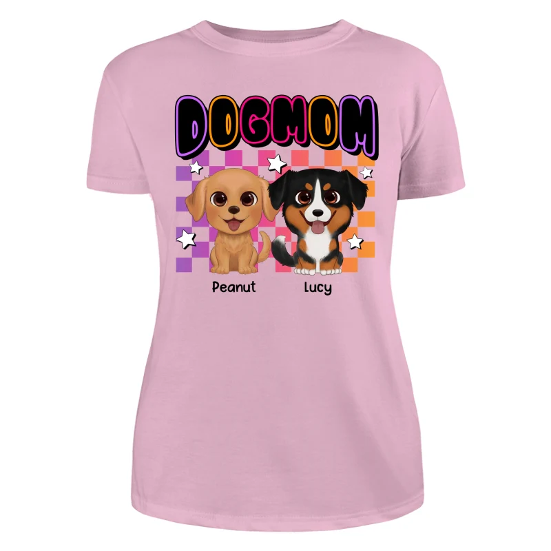 Retro Colorful Dog Mom Cute Sitting Dog Cartoon Personalized Shirt - Image 11