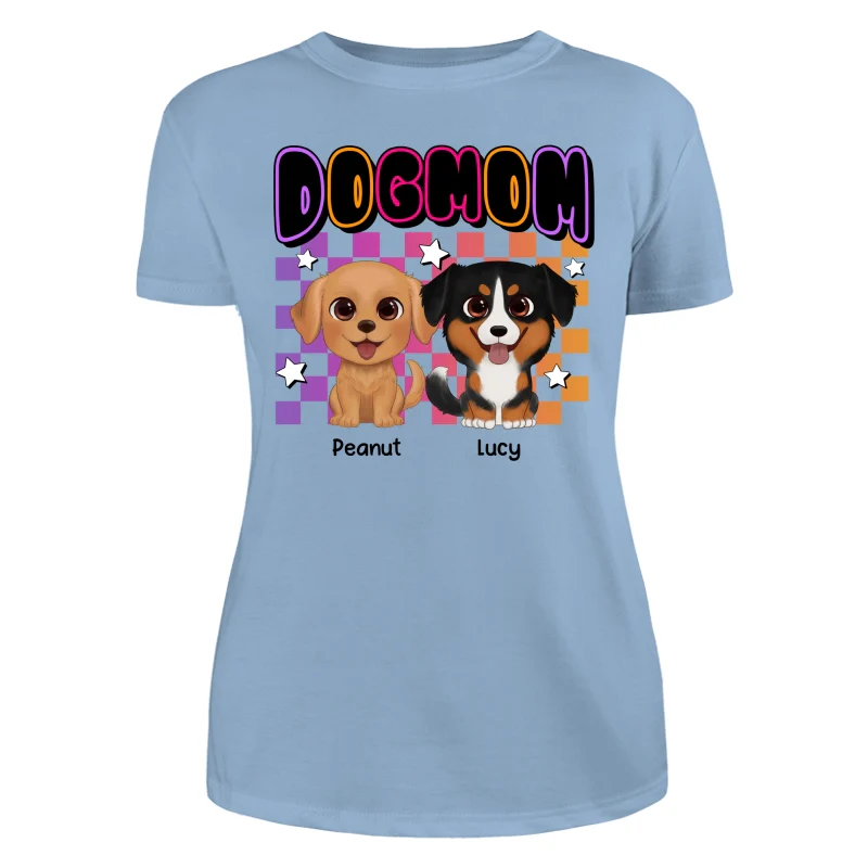 Retro Colorful Dog Mom Cute Sitting Dog Cartoon Personalized Shirt - Image 12
