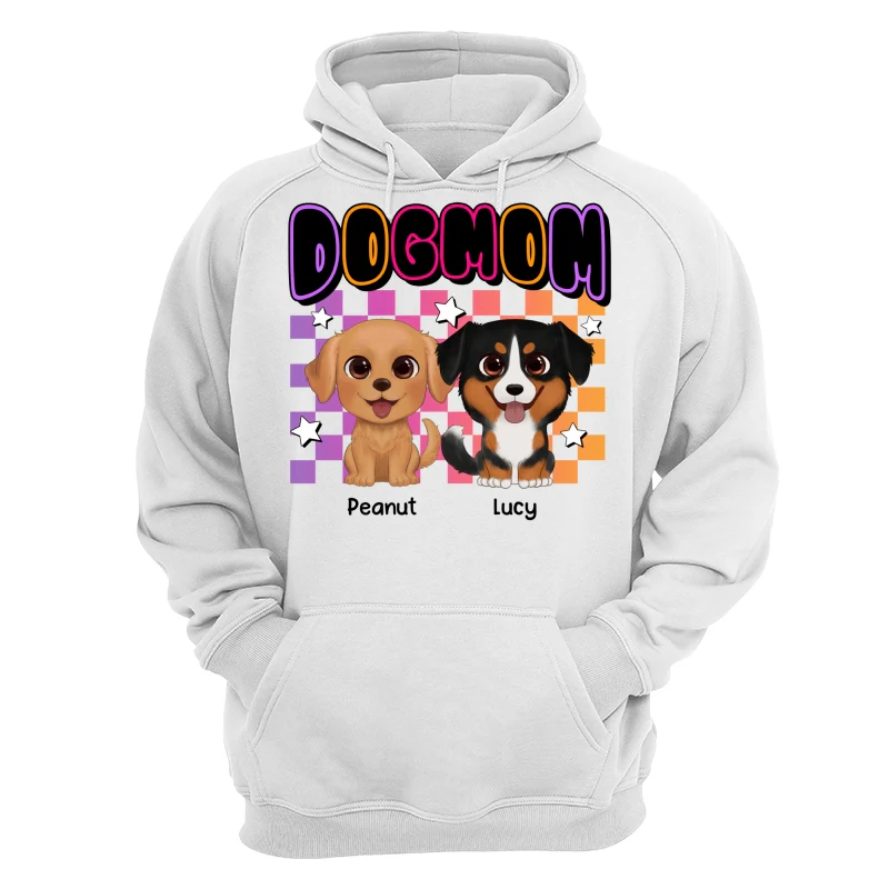 Retro Colorful Dog Mom Cute Sitting Dog Cartoon Personalized Shirt - Image 13