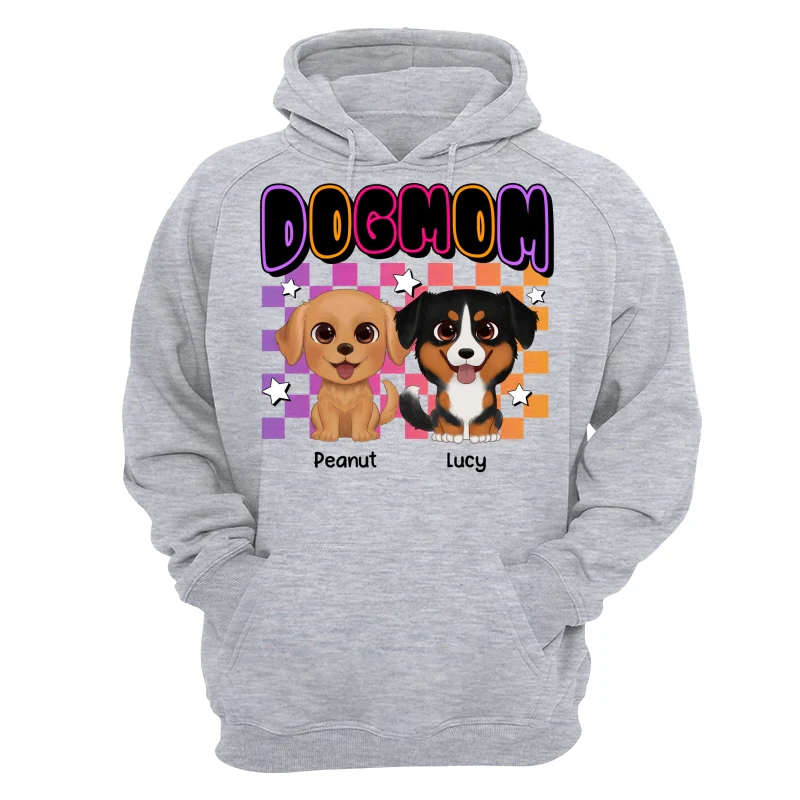 Retro Colorful Dog Mom Cute Sitting Dog Cartoon Personalized Shirt - Image 14