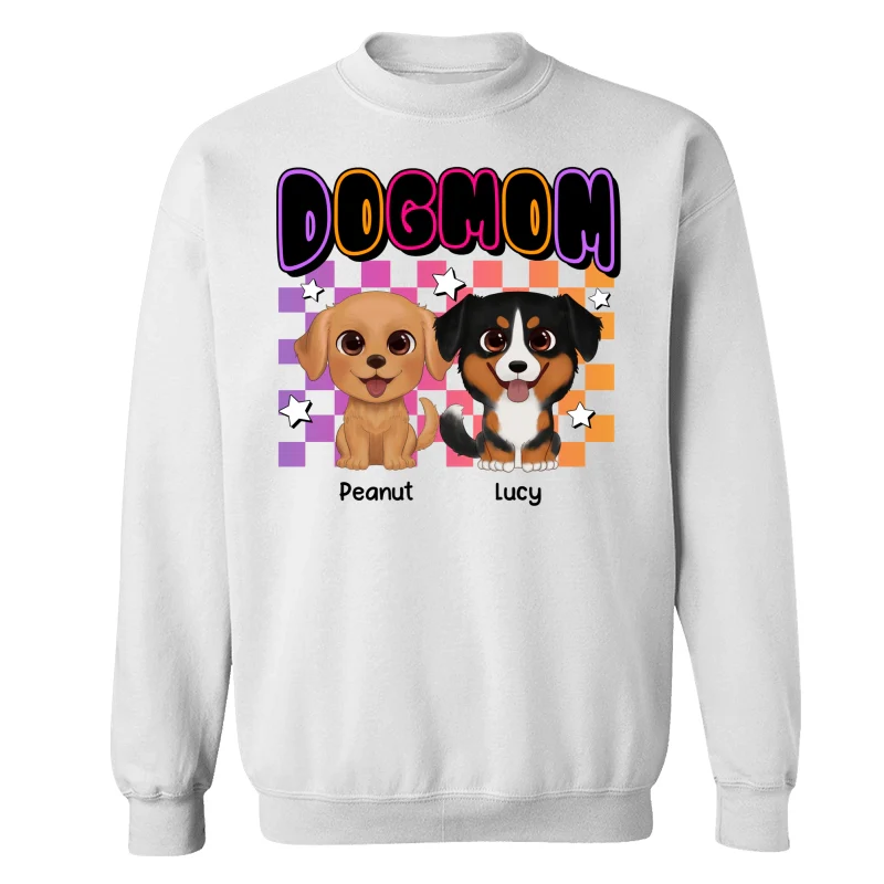 Retro Colorful Dog Mom Cute Sitting Dog Cartoon Personalized Shirt - Image 17