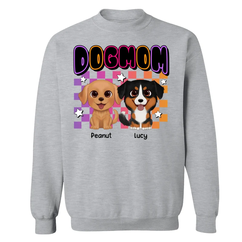 Retro Colorful Dog Mom Cute Sitting Dog Cartoon Personalized Shirt - Image 18