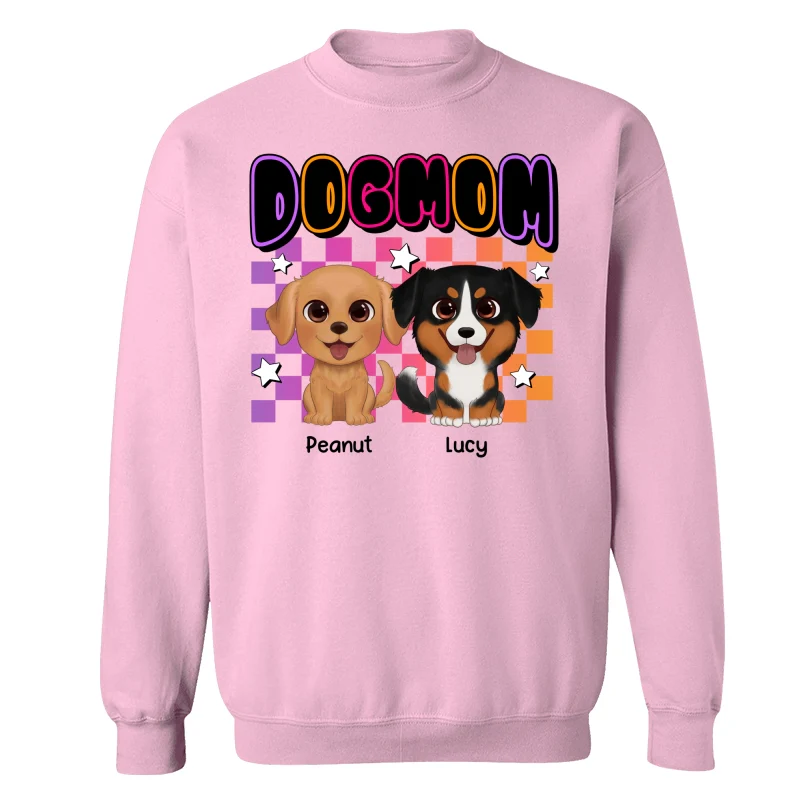 Retro Colorful Dog Mom Cute Sitting Dog Cartoon Personalized Shirt - Image 19