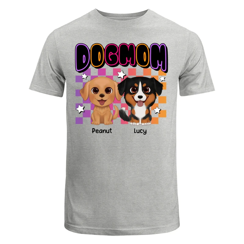 Retro Colorful Dog Mom Cute Sitting Dog Cartoon Personalized Shirt - Image 6