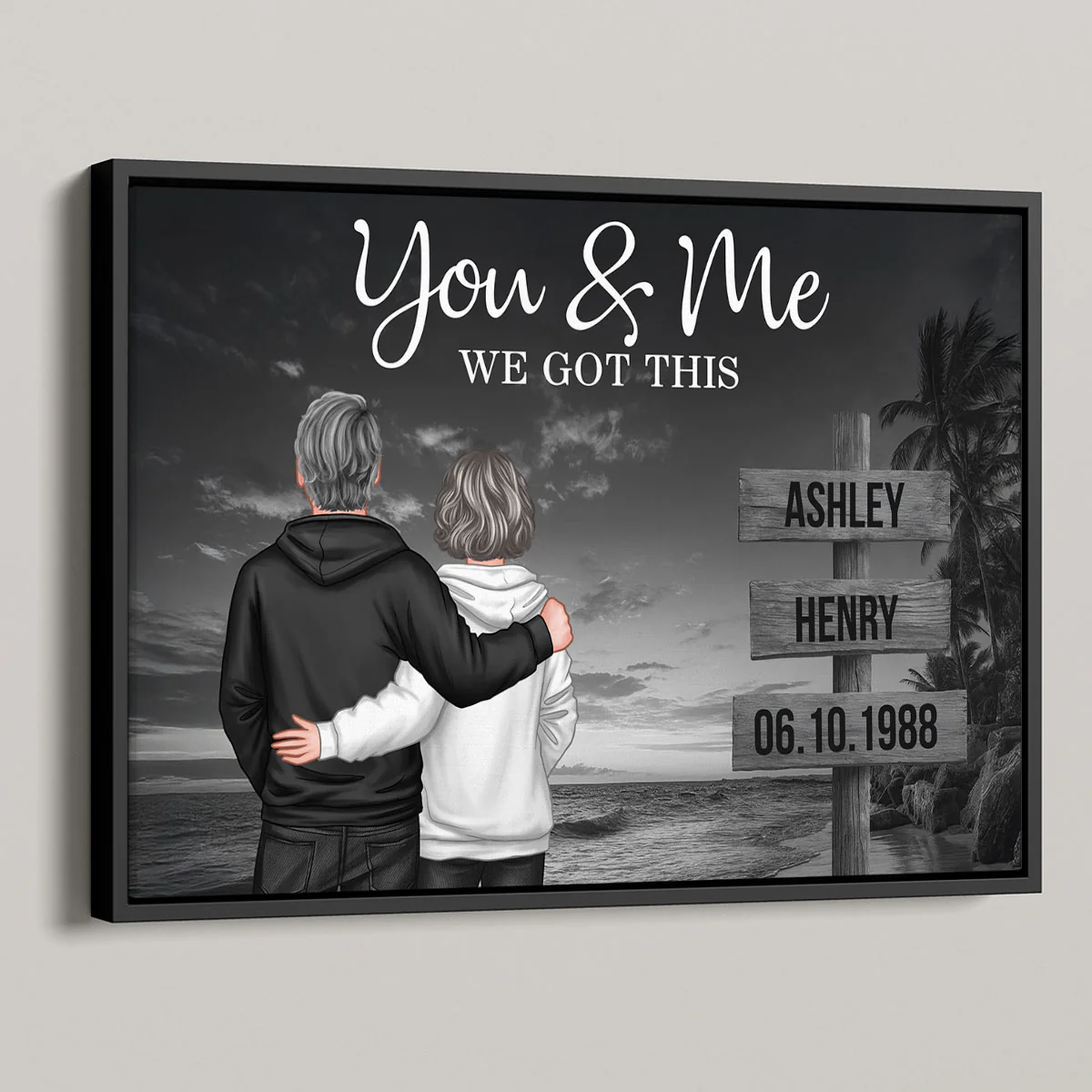 Retro Couple Street Sign Beach Landscape - Personalized Poster - Heartfelt Couple Gift for him, for her - Image 6