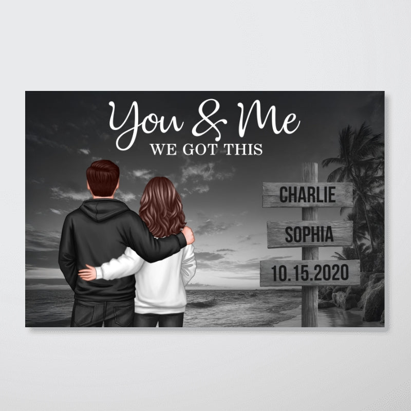 Retro Couple Street Sign Beach Landscape - Personalized Poster - Heartfelt Couple Gift for him, for her - Image 9