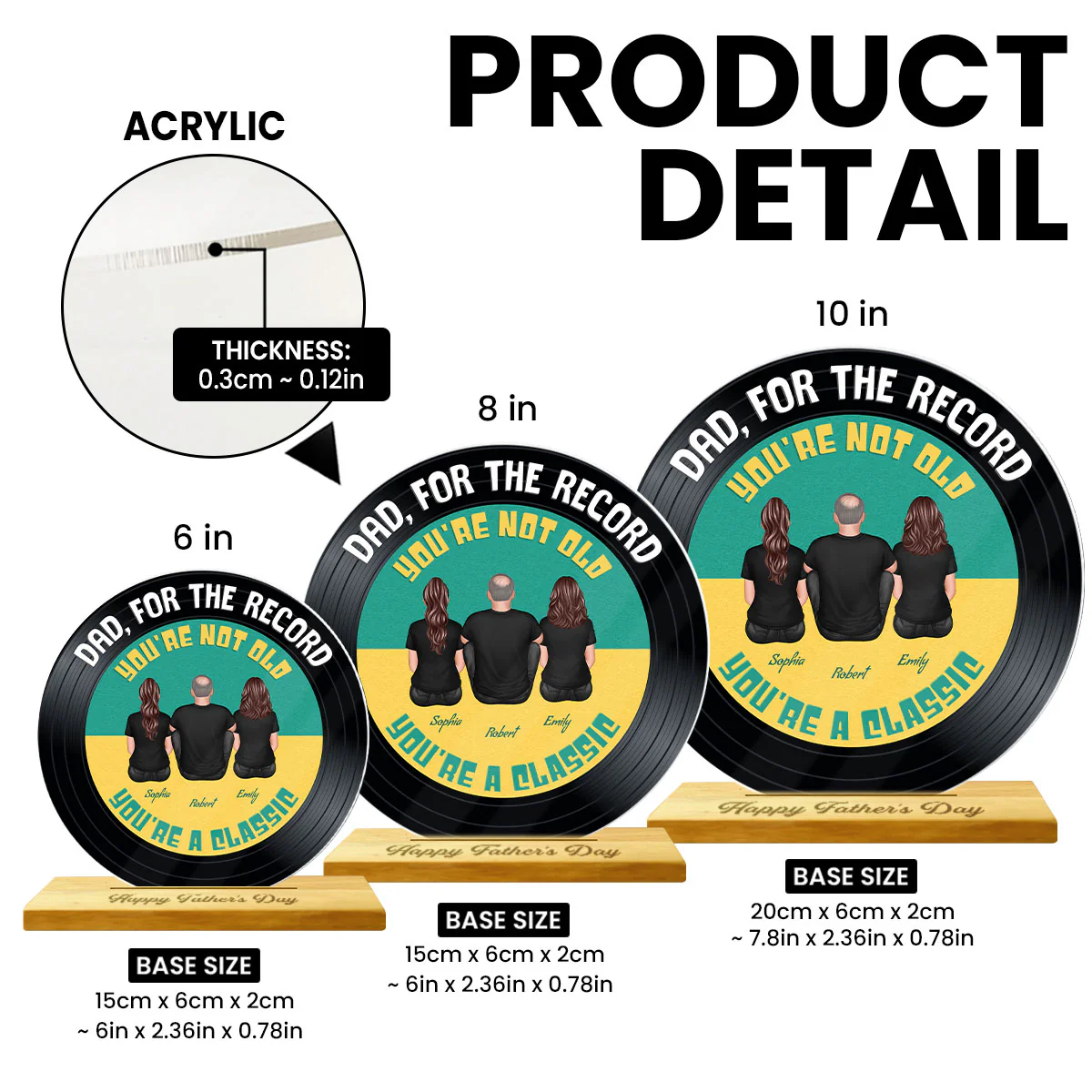Retro Dad For The Record You're Not Old You Are A Classic Personalized Acrylic Record Plaque, Gift For Dad - Image 6