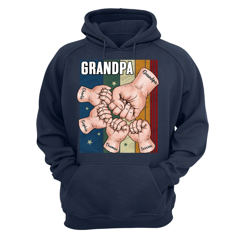 Retro Dad Grandpa Uncle And Kids Hands Fist Bump Personalized Shirt - Image 12