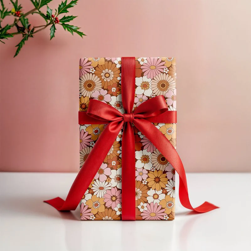 Retro Flower Gift Wrapping Paper - Image 4