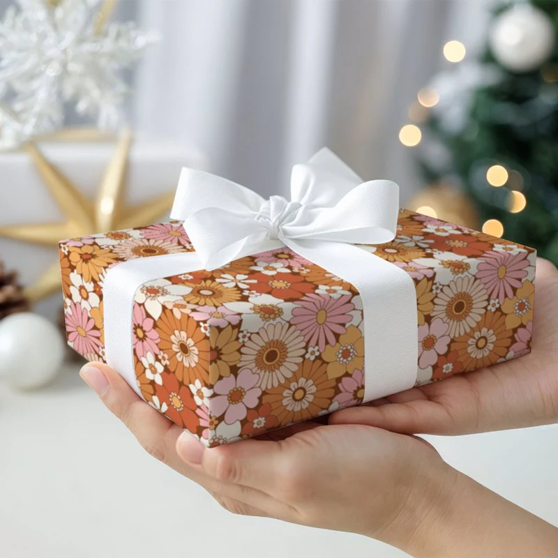 Retro Flower Gift Wrapping Paper - Image 5