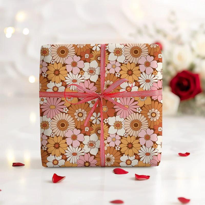 Retro Flower Gift Wrapping Paper - Image 6
