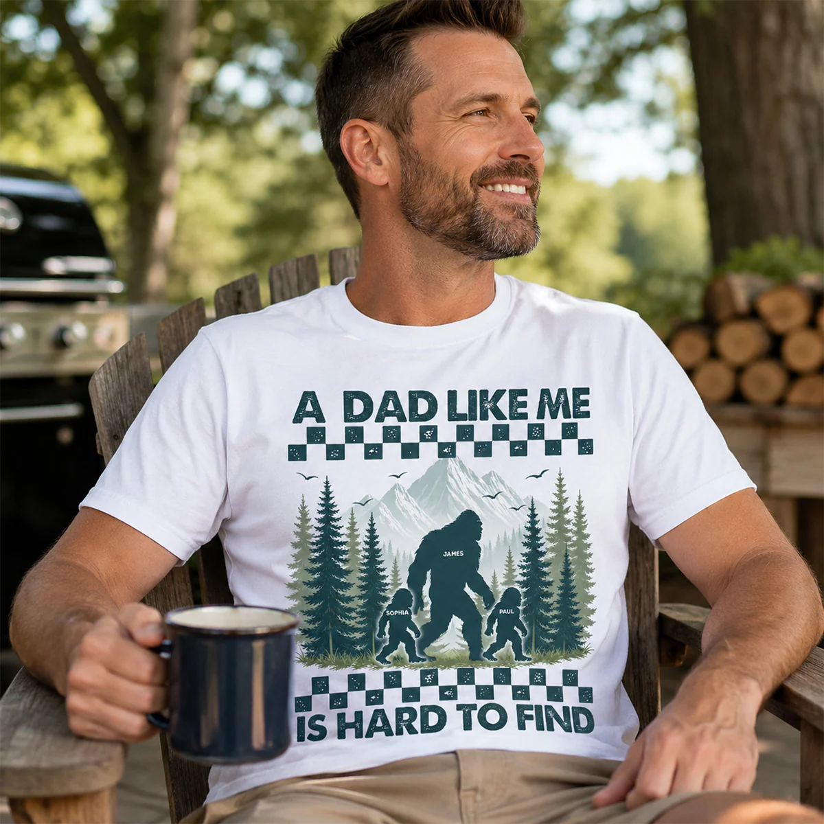 Retro Funny Bigfoot Dad With Kids Names - Personalized Shirt - Father's Day Gift for Dad - Image 4