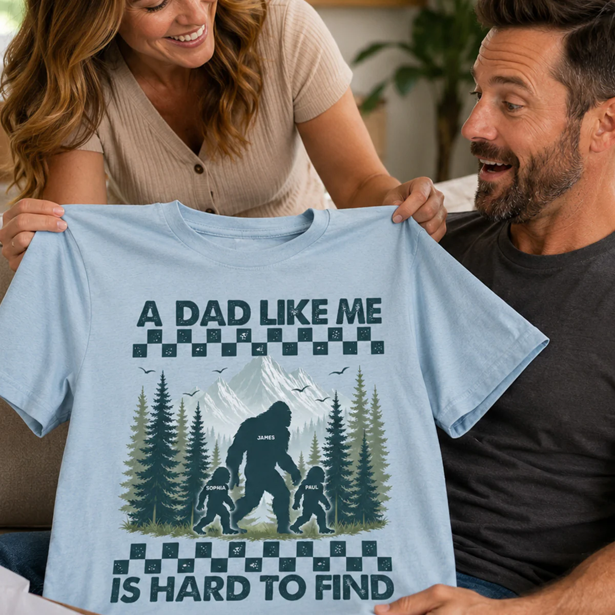 Retro Funny Bigfoot Dad With Kids Names - Personalized Shirt - Father's Day Gift for Dad - Image 5