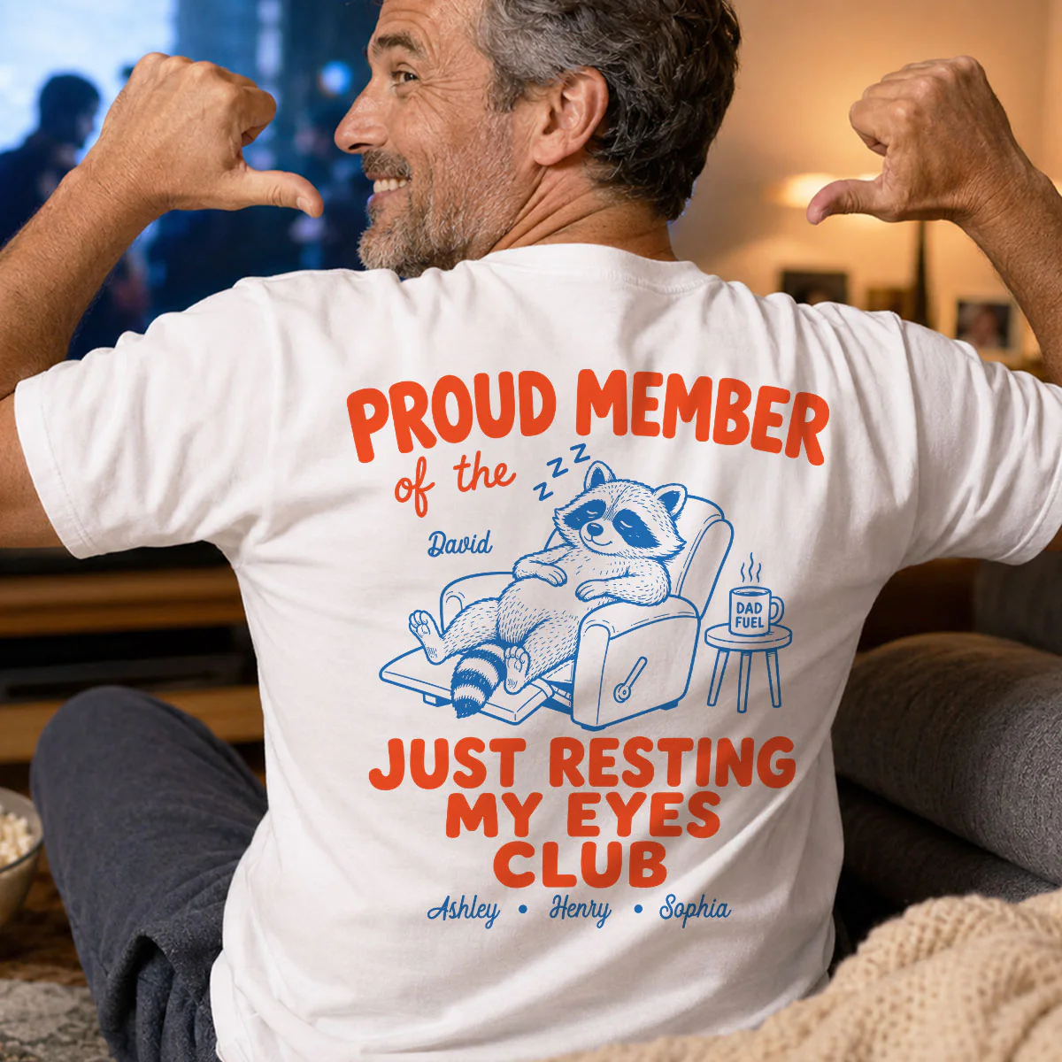 Retro Funny Raccoon Dad - Just Resting My Eyes Club - Personalized Shirt - Father's Day Gift for Dad, Grandpa - Image 3