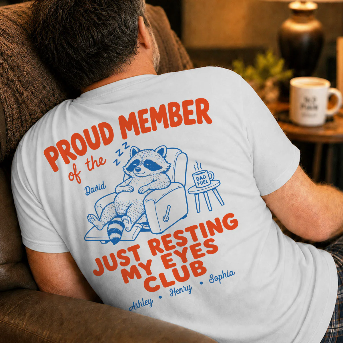 Retro Funny Raccoon Dad - Just Resting My Eyes Club - Personalized Shirt - Father's Day Gift for Dad, Grandpa - Image 5