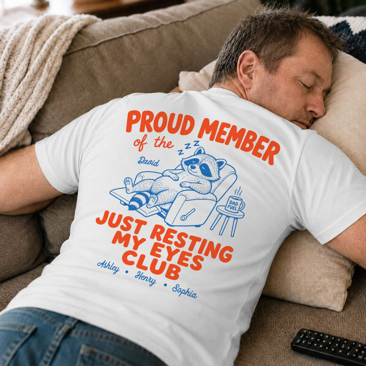 Retro Funny Raccoon Dad - Just Resting My Eyes Club - Personalized Shirt - Father's Day Gift for Dad, Grandpa - Image 6