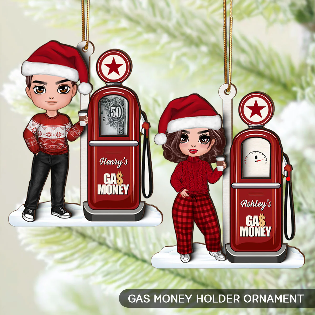 Retro Gas Pump Personalized Gas Money Holder Ornament, Unique Christmas Gift For Teenage Driver, Funny 16 Birthday Gift
