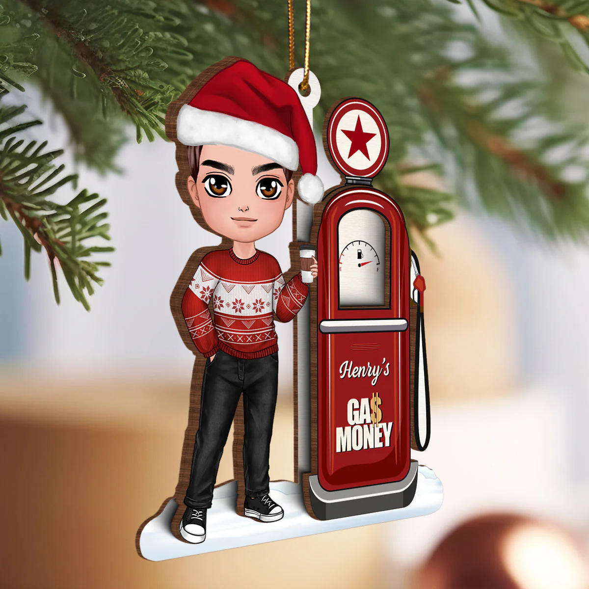Retro Gas Pump Personalized Gas Money Holder Ornament, Unique Christmas Gift For Teenage Driver, Funny 16 Birthday Gift - Image 3