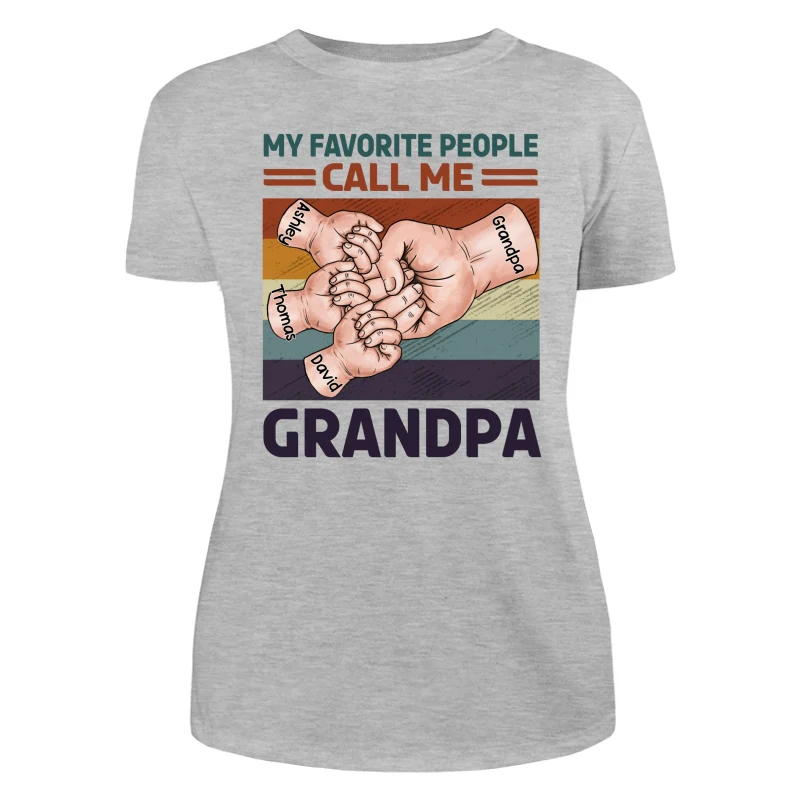 Retro Grandpa Dad And Kids Fist Bump Hands My Favorite People Call Me Grandpa Dad Personalized Shirt - Image 10