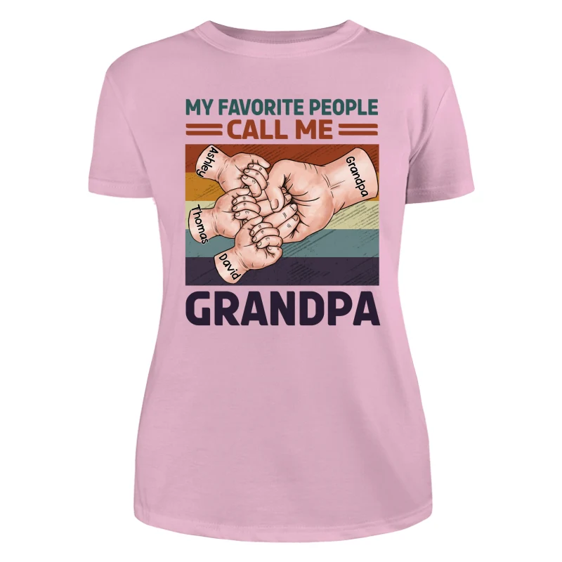 Retro Grandpa Dad And Kids Fist Bump Hands My Favorite People Call Me Grandpa Dad Personalized Shirt - Image 11