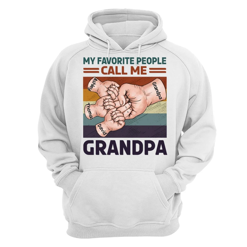 Retro Grandpa Dad And Kids Fist Bump Hands My Favorite People Call Me Grandpa Dad Personalized Shirt - Image 13