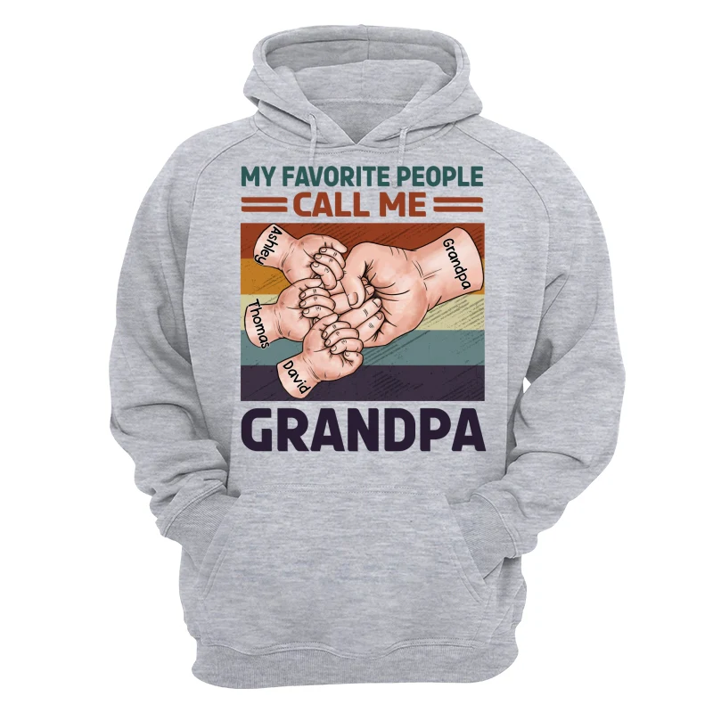 Retro Grandpa Dad And Kids Fist Bump Hands My Favorite People Call Me Grandpa Dad Personalized Shirt - Image 14
