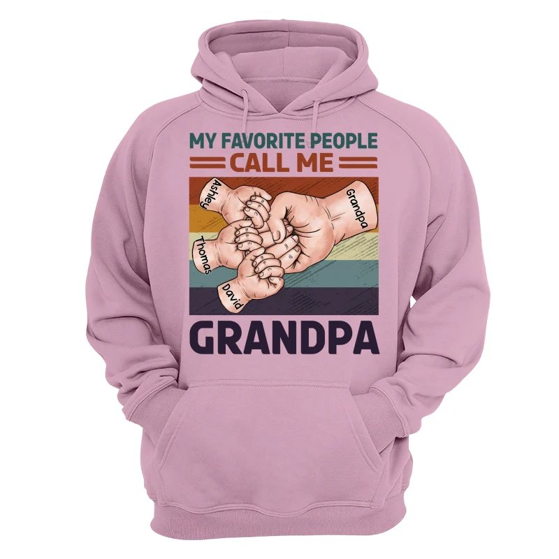 Retro Grandpa Dad And Kids Fist Bump Hands My Favorite People Call Me Grandpa Dad Personalized Shirt - Image 15