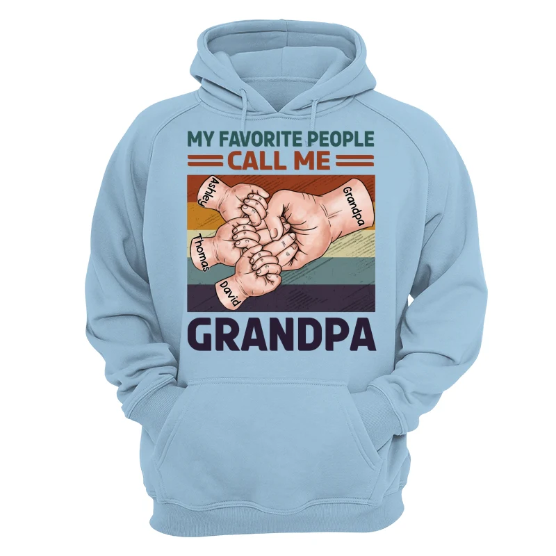 Retro Grandpa Dad And Kids Fist Bump Hands My Favorite People Call Me Grandpa Dad Personalized Shirt - Image 16