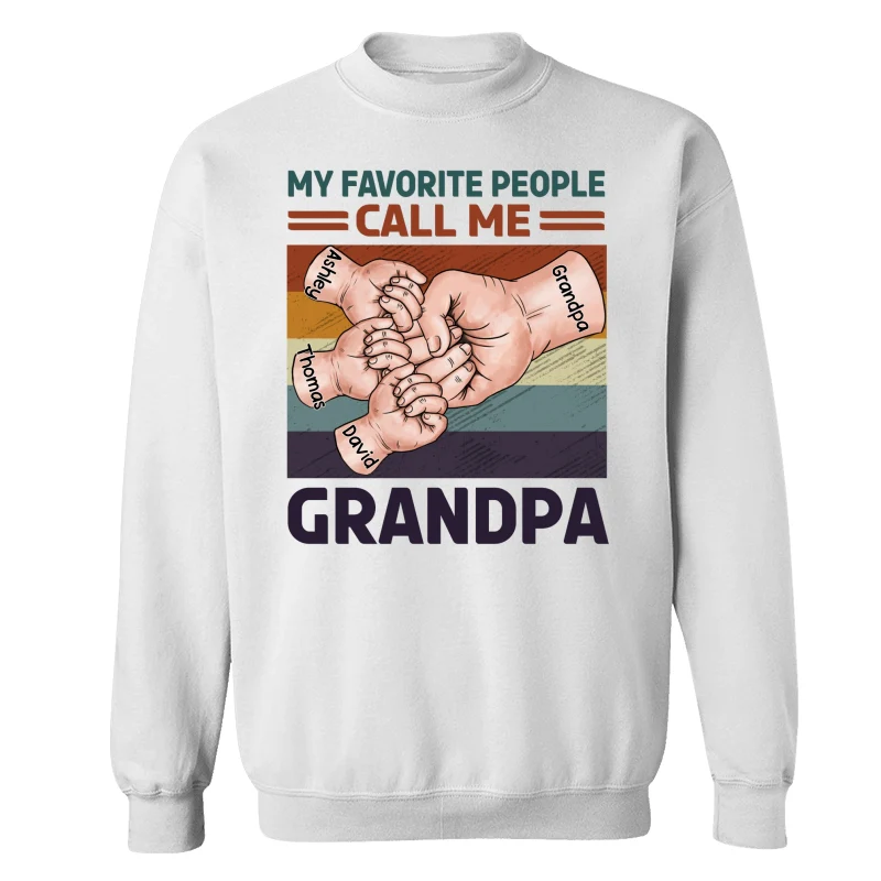 Retro Grandpa Dad And Kids Fist Bump Hands My Favorite People Call Me Grandpa Dad Personalized Shirt - Image 17