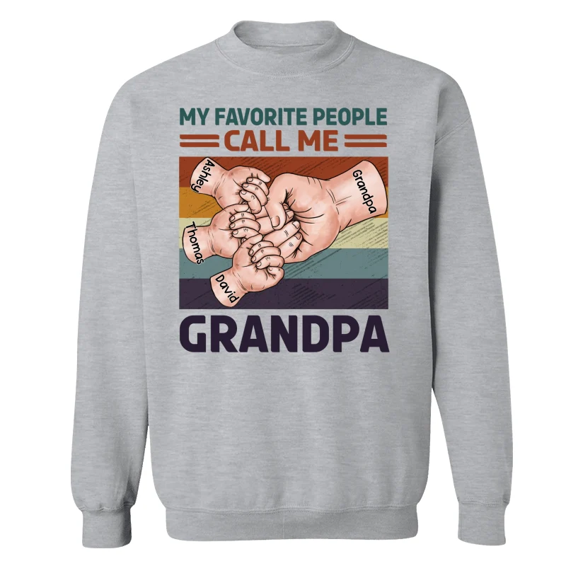 Retro Grandpa Dad And Kids Fist Bump Hands My Favorite People Call Me Grandpa Dad Personalized Shirt - Image 18