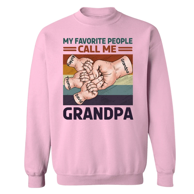 Retro Grandpa Dad And Kids Fist Bump Hands My Favorite People Call Me Grandpa Dad Personalized Shirt - Image 19