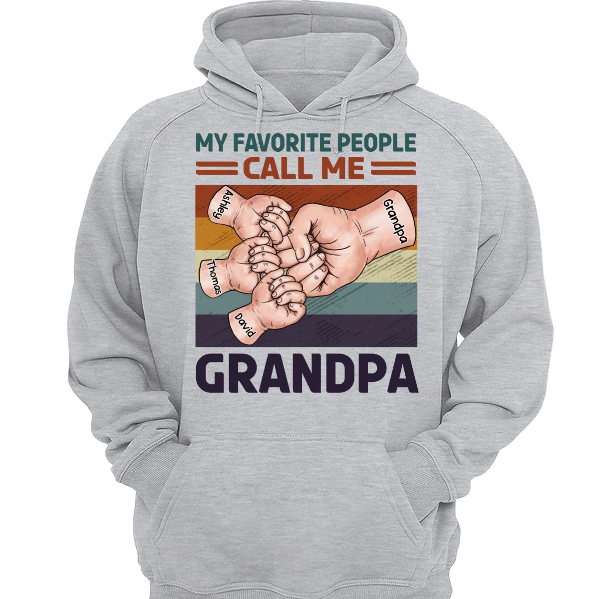 Retro Grandpa Dad And Kids Fist Bump Hands My Favorite People Call Me Grandpa Dad Personalized Shirt - Image 3