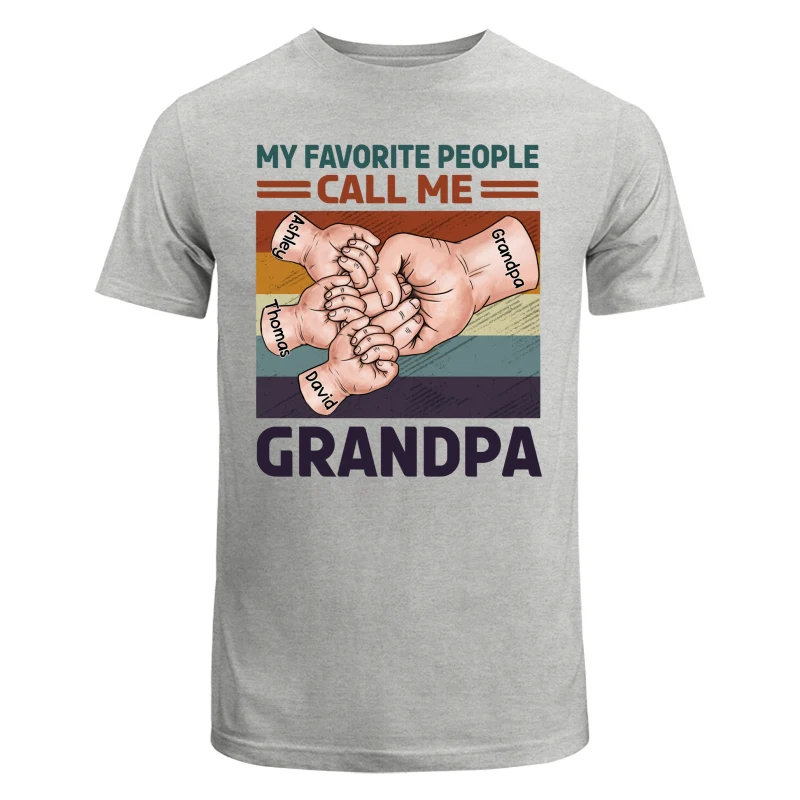 Retro Grandpa Dad And Kids Fist Bump Hands My Favorite People Call Me Grandpa Dad Personalized Shirt - Image 6