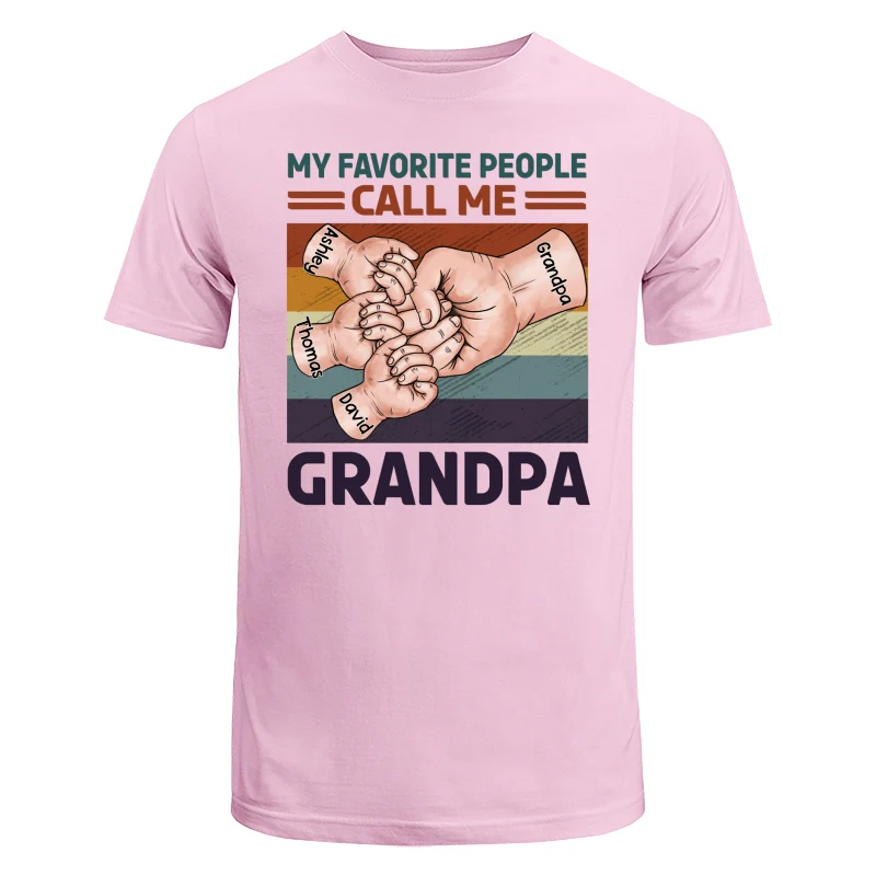 Retro Grandpa Dad And Kids Fist Bump Hands My Favorite People Call Me Grandpa Dad Personalized Shirt - Image 7