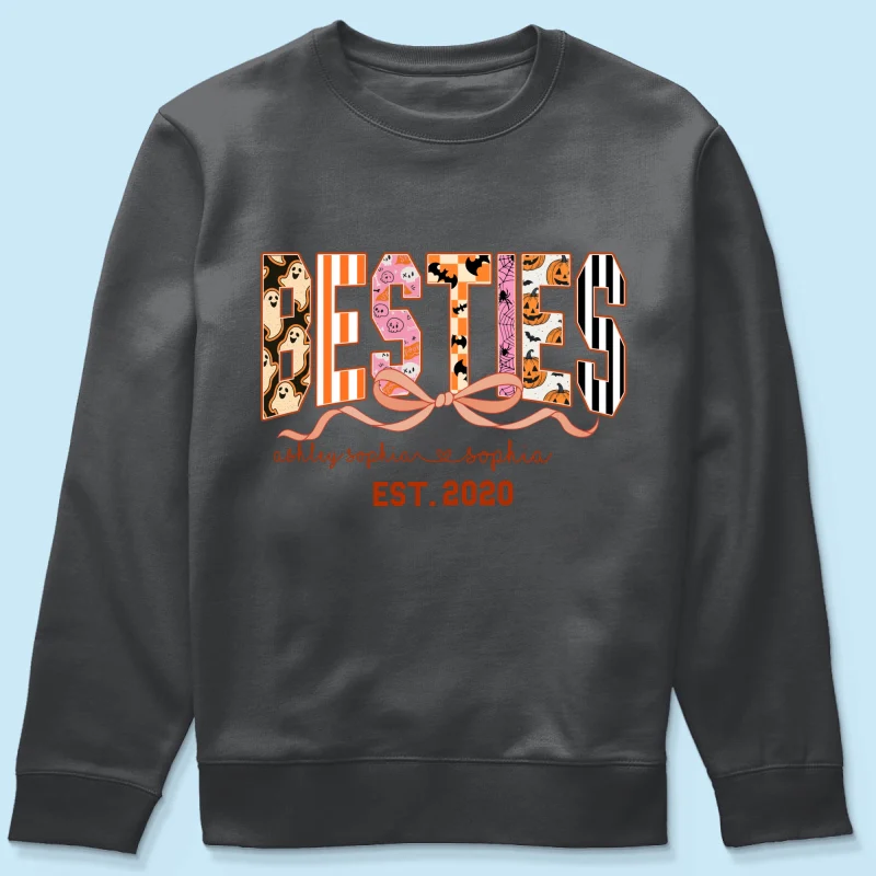 Retro Halloween Spooky Coquette Personalized Matching Besties Sweatshirt, Fall Gift for Besties - Image 29