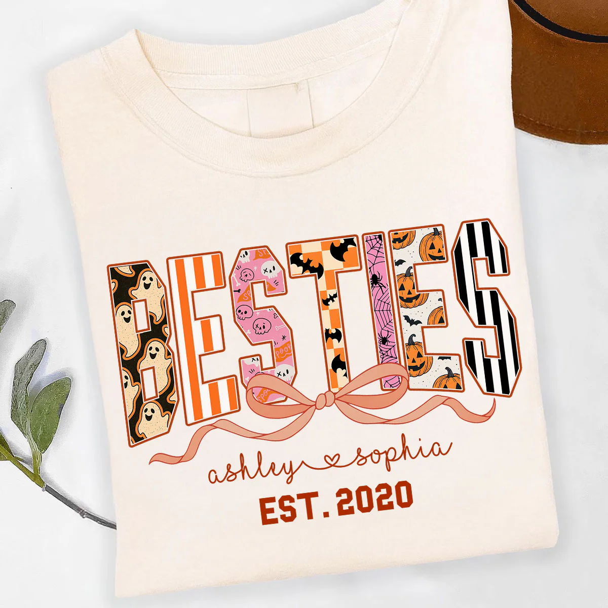 Retro Halloween Spooky Coquette Personalized Matching Besties Sweatshirt, Fall Gift for Besties - Image 3