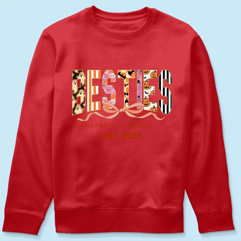 Retro Halloween Spooky Coquette Personalized Matching Besties Sweatshirt, Fall Gift for Besties - Image 32