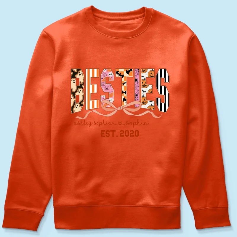 Retro Halloween Spooky Coquette Personalized Matching Besties Sweatshirt, Fall Gift for Besties - Image 33