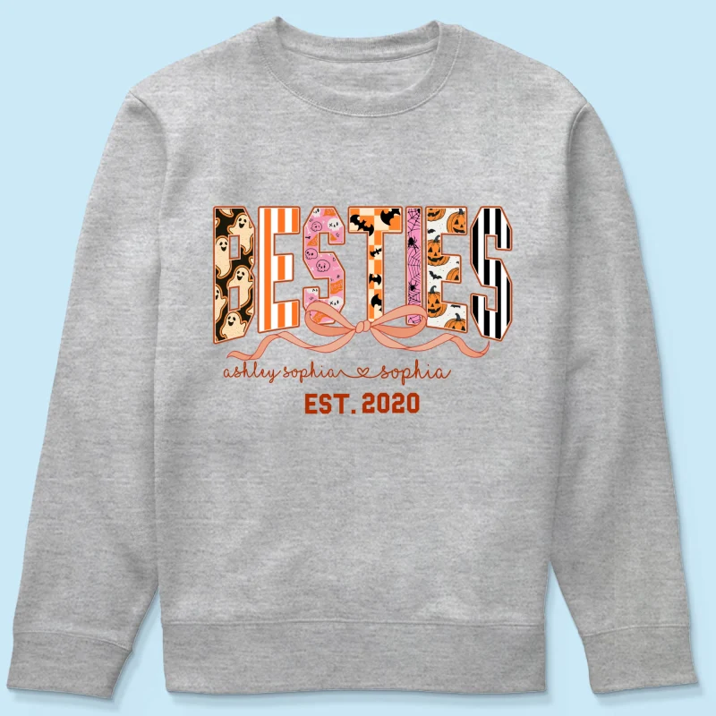 Retro Halloween Spooky Coquette Personalized Matching Besties Sweatshirt, Fall Gift for Besties - Image 35