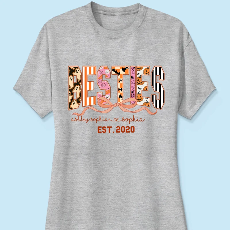 Retro Halloween Spooky Coquette Personalized Matching Besties Sweatshirt, Fall Gift for Besties - Image 50