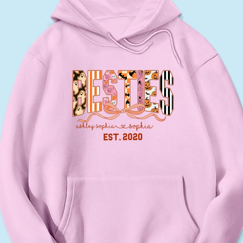 Retro Halloween Spooky Coquette Personalized Matching Besties Sweatshirt, Fall Gift for Besties - Image 65